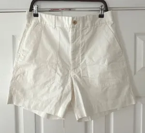 Madewell Herringbone Camp Shorts White Cotton High Rise Utility Pockets NZ166 32 thumbnail 1