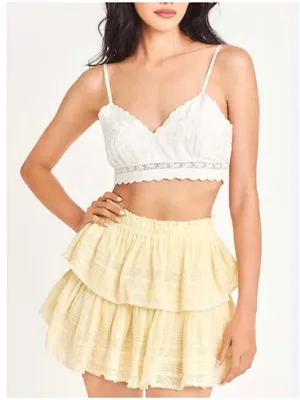 LoveShackFancy Ruffle Mini Skirt in yellow NWOT thumbnail 1