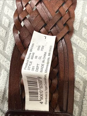 Merona Braided Leather Belt for Women in Dark Brown with Horseshoe Silver Buckle thumbnail 9