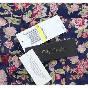 NWT City Studio Blouson Sleeved Square-Neck Fit Flare Dress Navy Blue / Wine M thumbnail 6