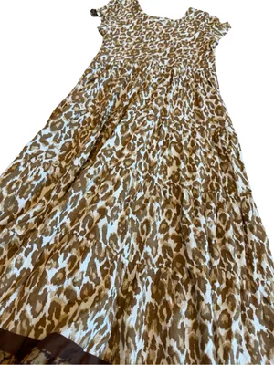Soft Surroundings Kara Animal Print Maxi Dress Flowy Tiered Neutral Size XS thumbnail 12