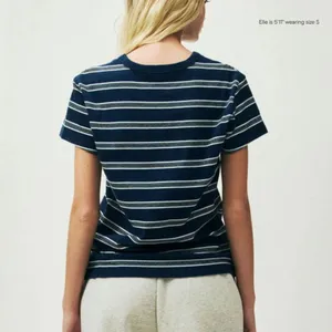 PARKE Holiday Striped T-Shirt Striped Tee in Snowflake Stripe Blue New thumbnail 3
