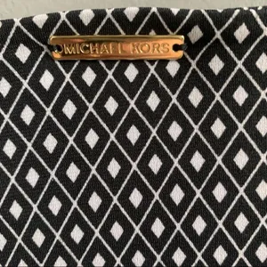 Michael Kors Black and White Diamond Sheath Dress Long Sleeve Stripe Size Medium thumbnail 4