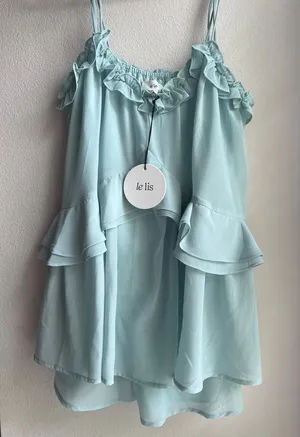 Boutique Mint Blue Ruffle Romper thumbnail 4