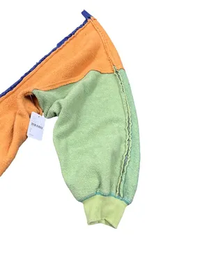 Free People wms colorblock raw blue green oversized sweater shirt sz L SKU 10746 thumbnail 5