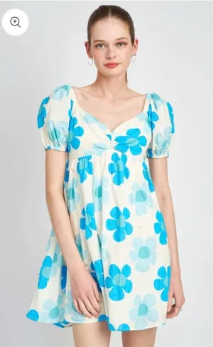 Blue and White floral dress thumbnail 1