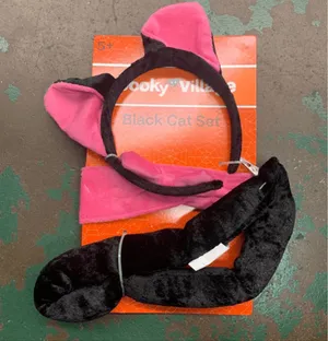 Spooky Cat ears and tail Halloween Black thumbnail 1