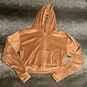 Womens M SKIMS Velour Cropped Zip-Up Hoodie in Sienna Brown thumbnail 1