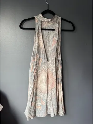 Free People Paisley Print Halter Dress with Open Back size Small thumbnail 5