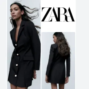 Nwot Zara Jacket Dress With Pearl Buttons Bloggers Fav Black Small thumbnail 2