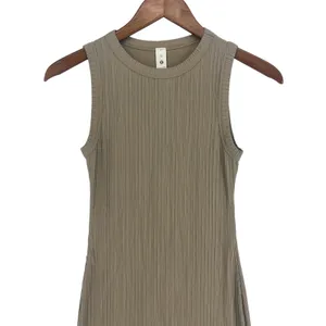 Lululemon Sleeveless Pleated Stretch Maxi Dress Sheer Oak‎ XXS thumbnail 5