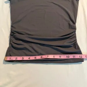 QINSEN 2 Pack Ruched Side Short Sleeve T-Shirts Gray Tan XS Slim Fit Crewneck thumbnail 7