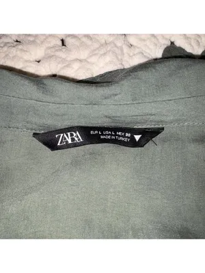 Zara Sage Green Womans L Summer mini dress v-neck long sleeves draped crossover thumbnail 10