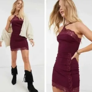 Free People Premonitions Bodycon Slip Dress Vetiver Bloom Purple Lace Boho‎ NWT thumbnail 5