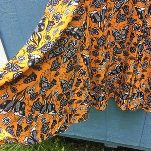 Anthropologie Yessica Women Gray Butterfly Print Yellow Midi Dress XS v6x thumbnail 4