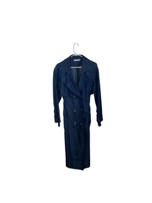 JustFab Double Breasted Longline lightweight Denim Trench Coat Belted minimalist thumbnail 10