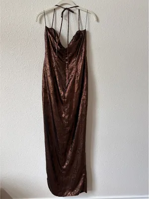 Rumer The Label Phoenix Maxi Dress Bronze Size Large Party Going Out Vacation thumbnail 2