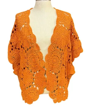 Jessica London 22/24‎ Orange Crochet Knit Floral Medallion Cardigan Boho Hippie thumbnail 1