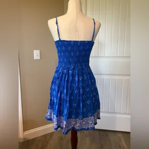 Abercrombie Fitch Blue White Geometric Print Smocked Back Sundress M‎ thumbnail 2