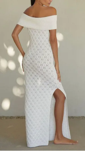 Anthropologie Off-The-Shoulder Tropics Sweater Maxi Dress, Size M thumbnail 4