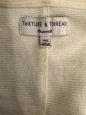 Madewell Texture & Thread XXL Cream Ribbed Knit Tie Front Top 100% Cotton thumbnail 8