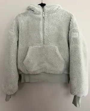 Alo Yoga Streetside Half Zip Sherpa Hoodie Pullover Light Green Women's‎ Medium thumbnail 1