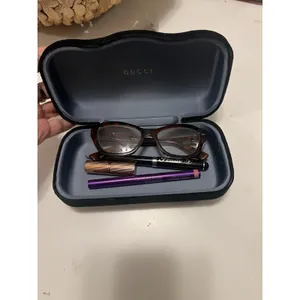 GUCCI eyeglasses case Black Velvet Silk Lined Light Blue. Can Be Used As Clutch thumbnail 2