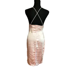 Superdown Pastel Pink Satin Slip Dress XS Party Ruched Cocktail Midi Revolve NEW thumbnail 6