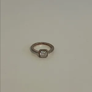 Pandora Square Sparkle Halo Ring 14k rose gold plating thumbnail 7