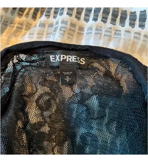Express Gold Sequin Black Lace Back Top thumbnail 4