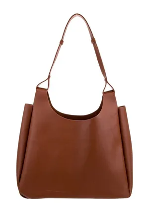 Neiman Marcus Vegan Leather Minimalist Hobo Open Tote Shoulder Bag thumbnail 1
