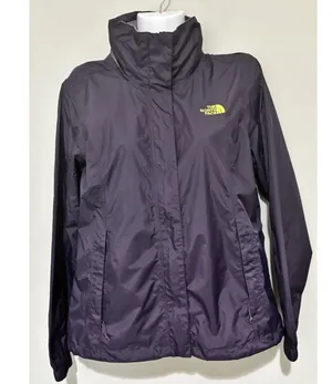 North Face DryVent Purple Yellow Hooded Rain Jacket M Hiking Camping Gorpcore thumbnail 2