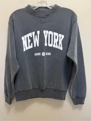 Anine Bing Ramona New York University Sweatshirt Crewneck Washed Black Gray XXS thumbnail 4