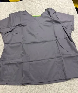 Landau CareFlex Womens Scrub Top 3XL Gray V-Neck Stretch Modern Fit 2Pocket NWOT thumbnail 1
