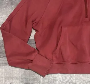 Boutique Stand Collar Half Zip Sweatshirt Women XL Rust Ribbed Thumbhole thumbnail 2