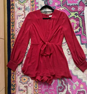 Cotton Candy LA red bow romper thumbnail 1