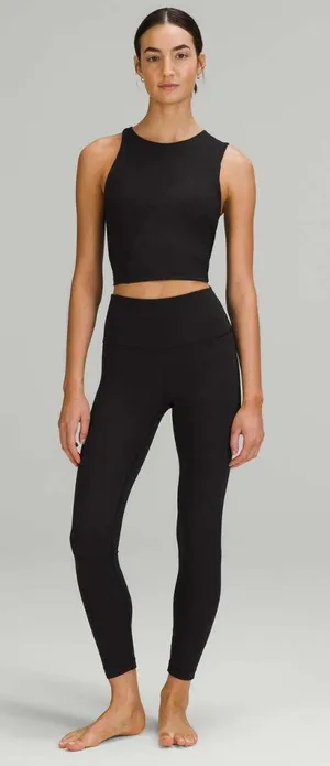 Lululemon Ribbed Asymmetrical Yoga Tank Top Black Size 4 thumbnail 1