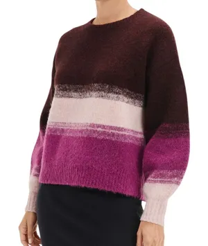 Ugg Alessa Soft Knit Sweater Womens XS Rosewood‎ Purple Stripe Wool Blend Cozy thumbnail 1