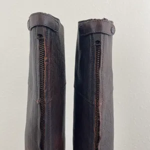 Dark Brown Red Leather Loretta Tall Knee High Riding Heeled Boots thumbnail 7