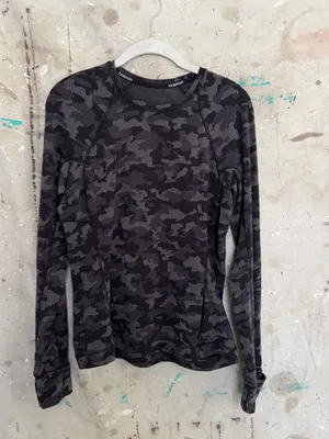 Lululemon Runderful Long Sleeve, Heritage Camo Jacquard Black Lunar Rock thumbnail 2