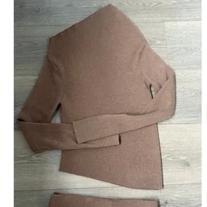 Commense NEW Caramel Slit Maxi Knit Set Skirt and Top Size M Ribbed Asymmetrical thumbnail 6