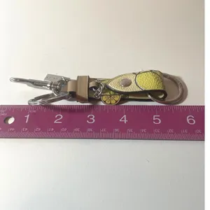 Coach Trigger Snap Keychain Yellow Lemon Leather Silver Hardware NYC thumbnail 10