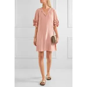 SEE by CHLOE Luxe Silk Mini Dress Dusty Nude 36 Small S LUXURY FEMININE Pockets thumbnail 9