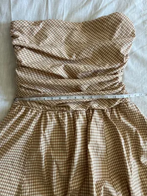 Reformation‎ Bubble Clea Dress Check White Tan Womens 10 thumbnail 8