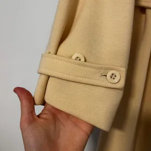 Jaeger London Vintage 100% Wool Trench Coat Cream Made in Great Britain Size 12 thumbnail 10
