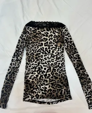 Y2K Tezenis Leopard Print Lace Long Sleeve Top Size S/M thumbnail 2