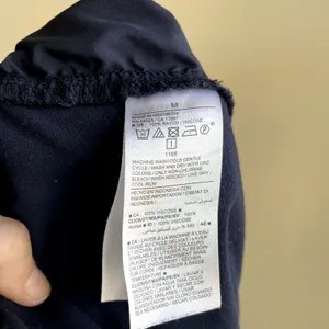 Old Navy flat front elastic waist pull‎ on wide leg pants women's M navy rayon thumbnail 7