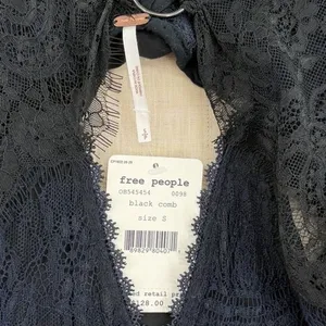 Free People Don't You Dare Lace Mini Dress Open Back Black Combo‎ Size Small NWT thumbnail 14