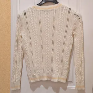 Lauren Ralph Lauren v-neck cable knit M cream, peach large, 100% cotton thumbnail 8