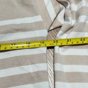 J.Crew Striped Boatneck Top Beige‎ White Long Sleeve Button Shoulder Small thumbnail 4